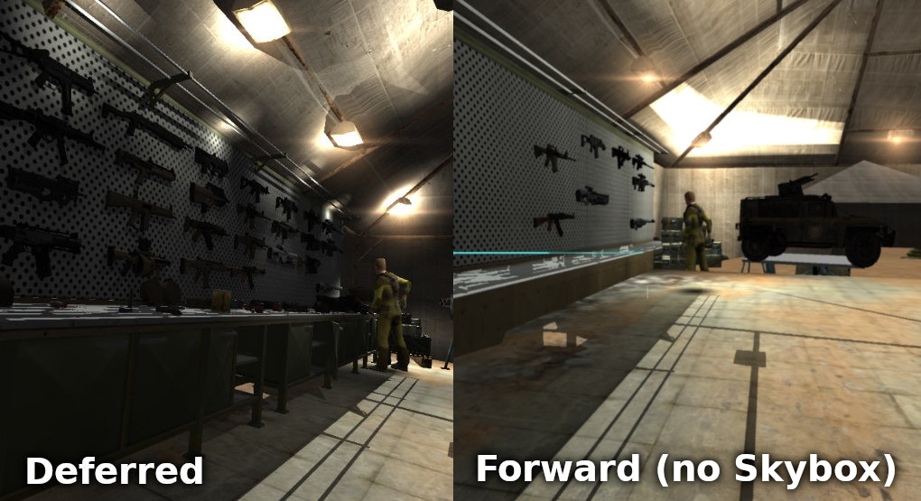 Deferred - Forward (No Skybox) comparison