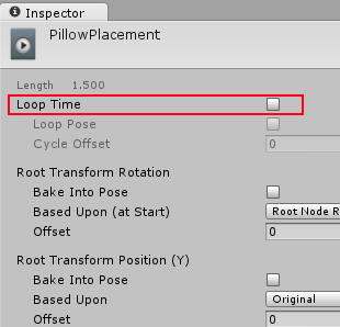 Loop Time property set to only play the animation once