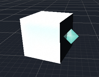 Cube with an empty object (the cyan ruby is for visualization)