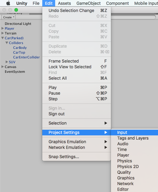 Edit/Project Settings/Input