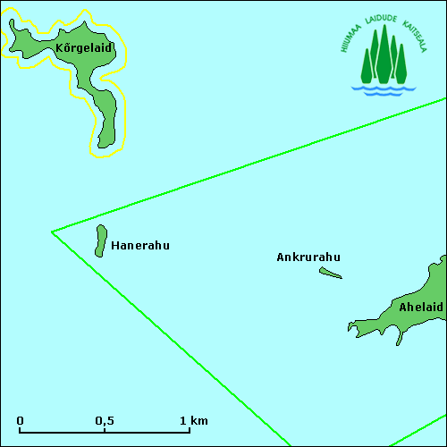 Hanerahu Hiiumaa laidude maastikukaitseala kaardil
