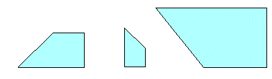 Three similar polygons, one normal, one rotated, the other flipped (mirrored) vertically
