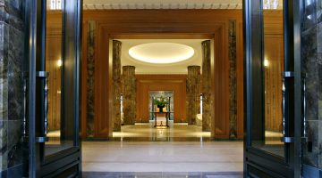 The lobby of luxury New York apartment building 15 Central Park West
